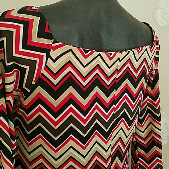 Chevron Bell Sleeve Square Neckline Sheath dress - Picture 4 of 6